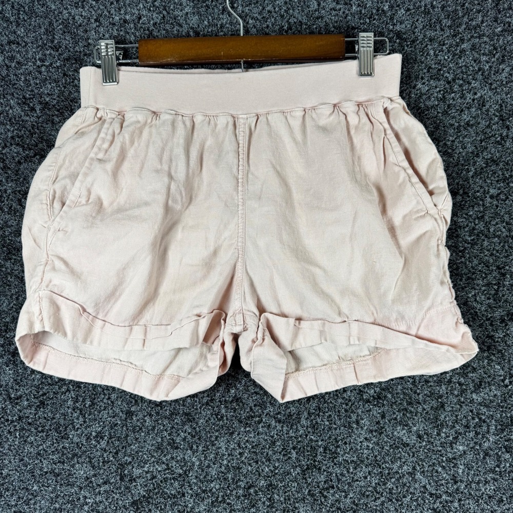 Faherty Brand Pink Tencel Linen Blend Elastic Waist Shorts Womens Medium